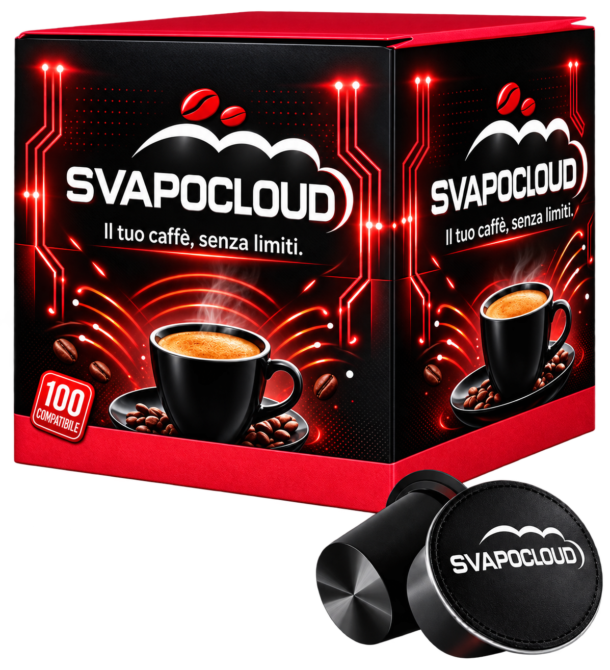 Confezione da 100 capsule di caffè compatibili SvapoCloud
